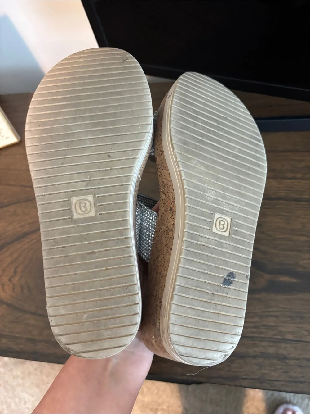 Bzees Silver Dual-Strap Slide Sandals